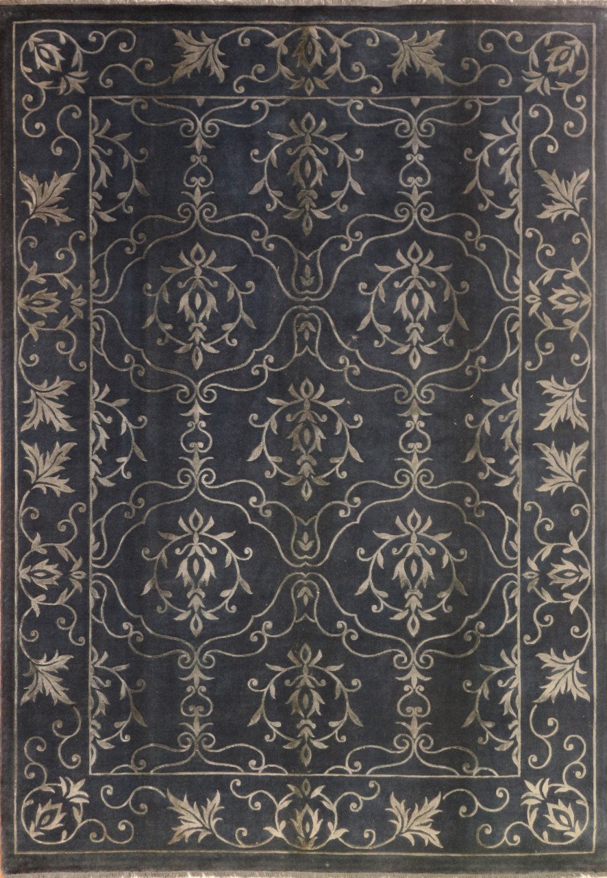 İpekli Lacivert El Halısı