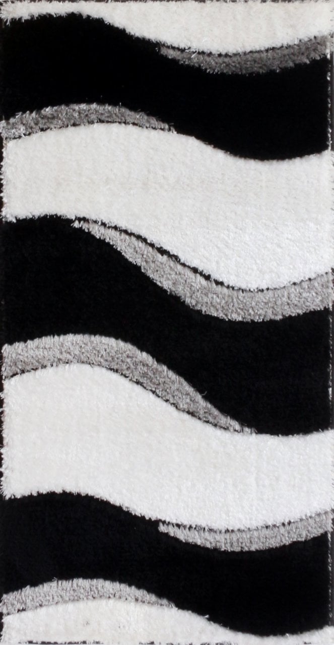 Siyah Beyaz İpek Shaggy Halı