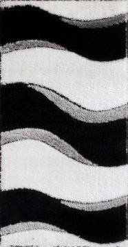 Siyah Beyaz İpek Shaggy Halı