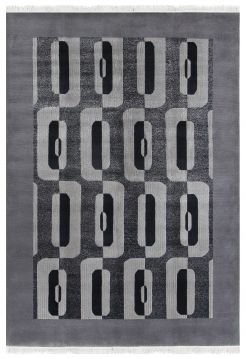 İpekli Modern Gri El Halısı