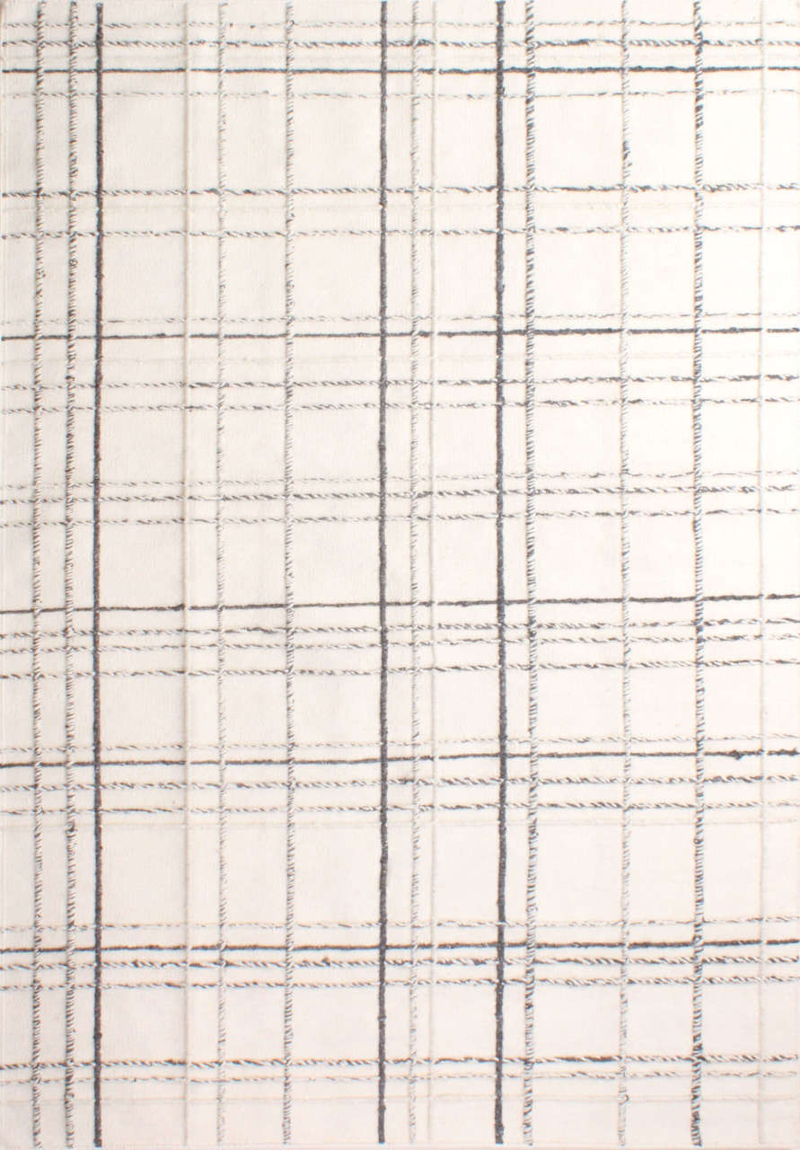 Kabartma Çizgili Gri Beyaz Kilim