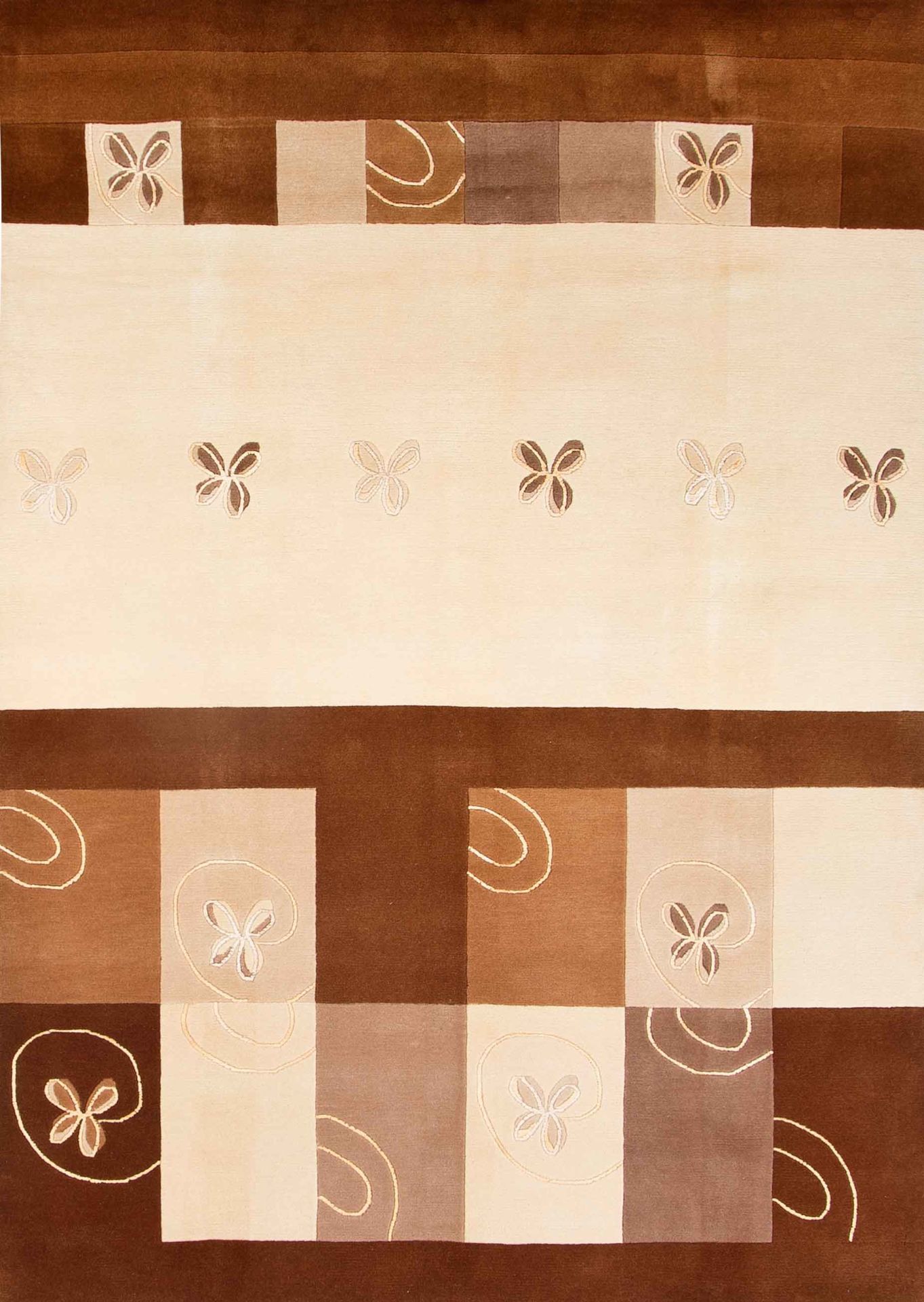 Butterfly Patterned Beige Carpet