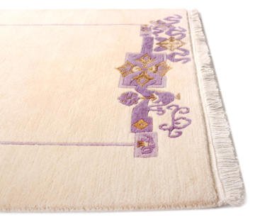 Mor Desenli İpekli El Halısı