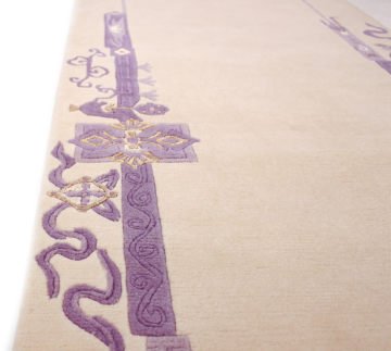 Mor Desenli İpekli El Halısı