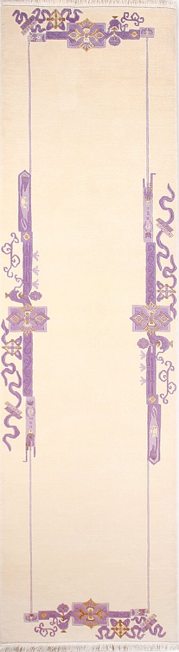 Mor Desenli İpekli El Halısı