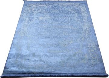 Blue Bamboo Carpet with Classical Motifs