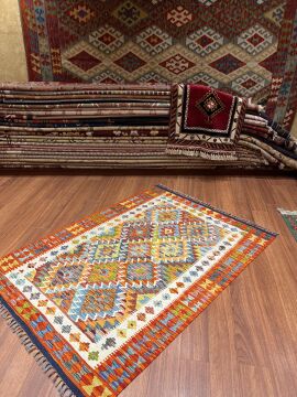 Turuncu Renk Afgan Kilimi