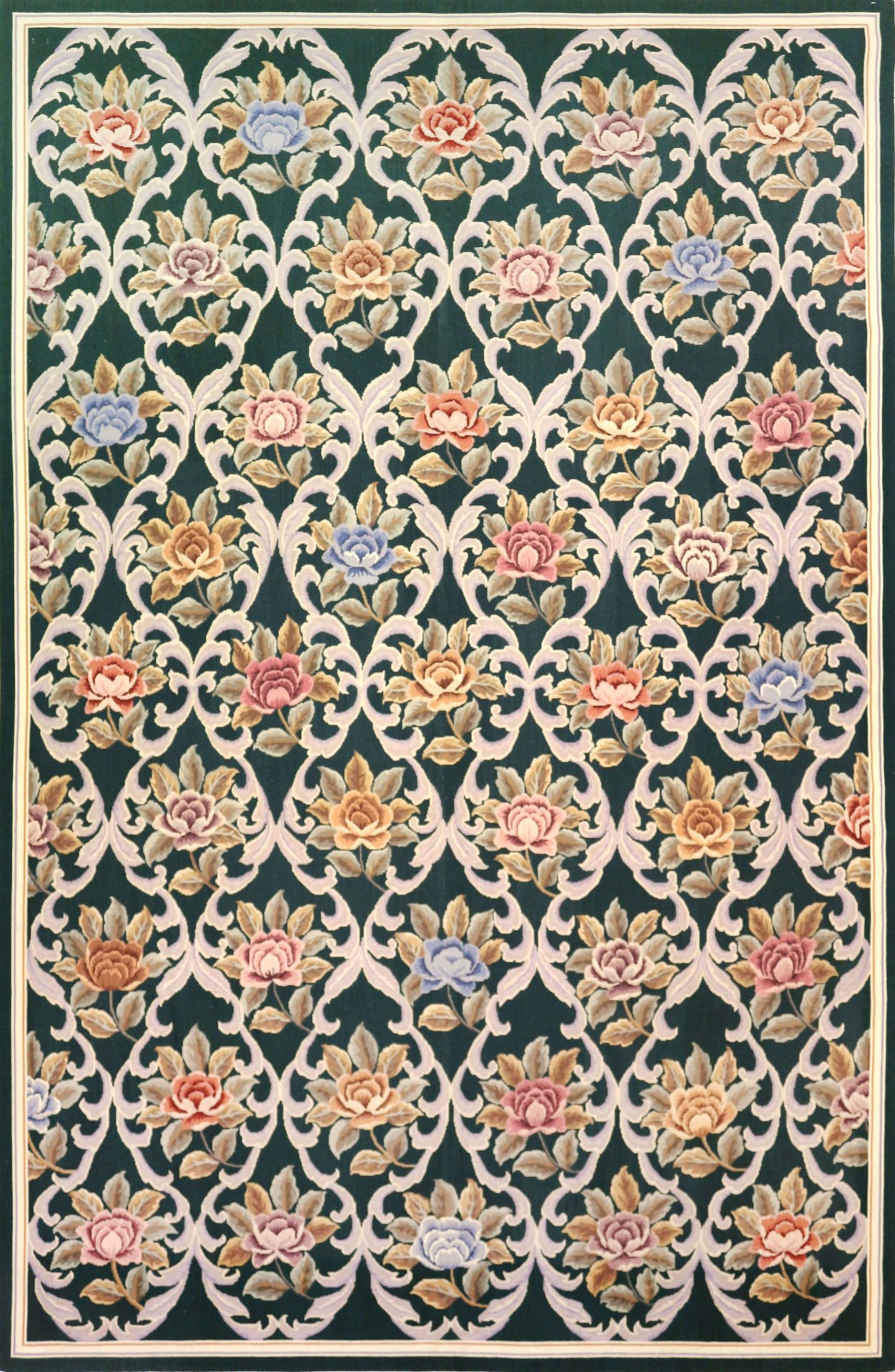 Çiçekli Lacivert Aubbusson Kilim