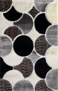 3 Boyutlu Siyah Beyaz Gri Shaggy Halı