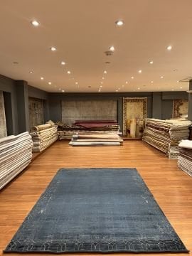 Lacivert Overdye Bambu Halı
