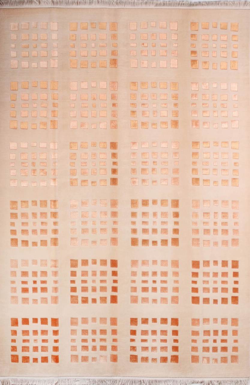 Geometrik Desenli İpekli El Halısı