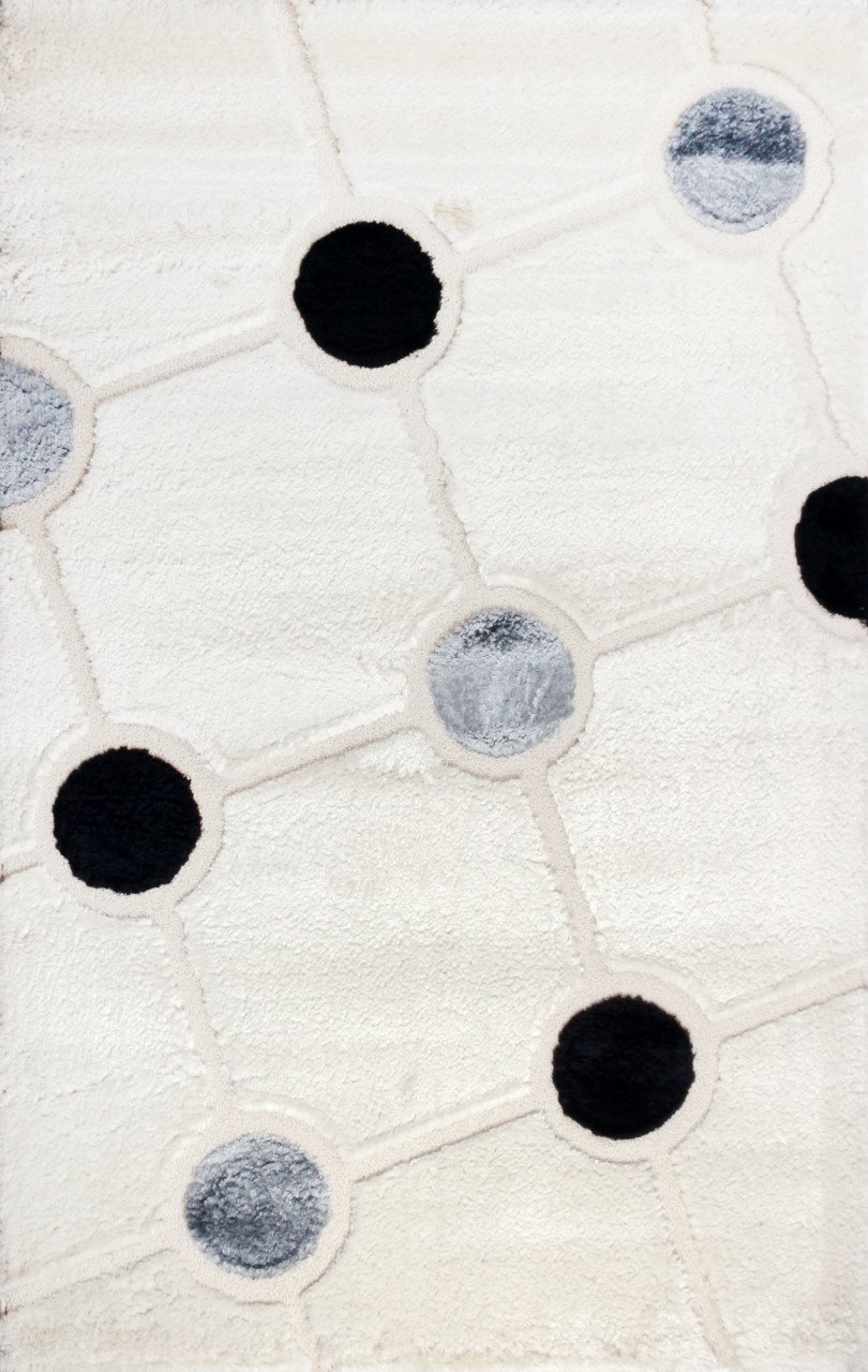 3D White shaggy carpet 0.80 x 1:50