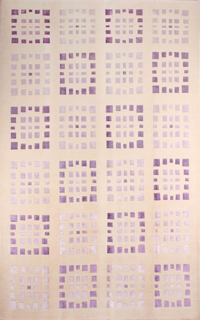 Mor Kare Desenli El Halısı