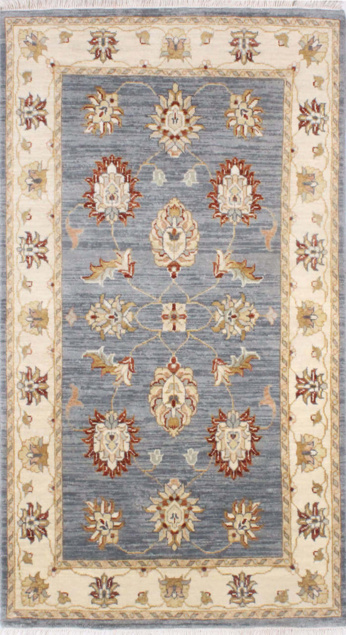 Kenarı Bej Ortası Mavi Küçük Uşak Halısı