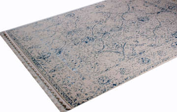 Silik Parlak Mavi Desenli Halı