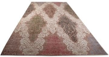 Colorful Damask Patterned Handmade Carpet
