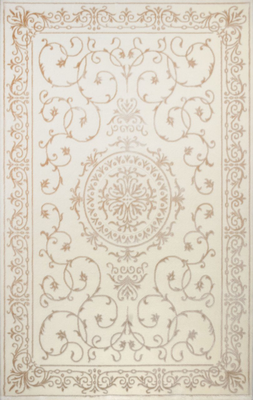 Madalyon Desenli Bej Salon Halısı