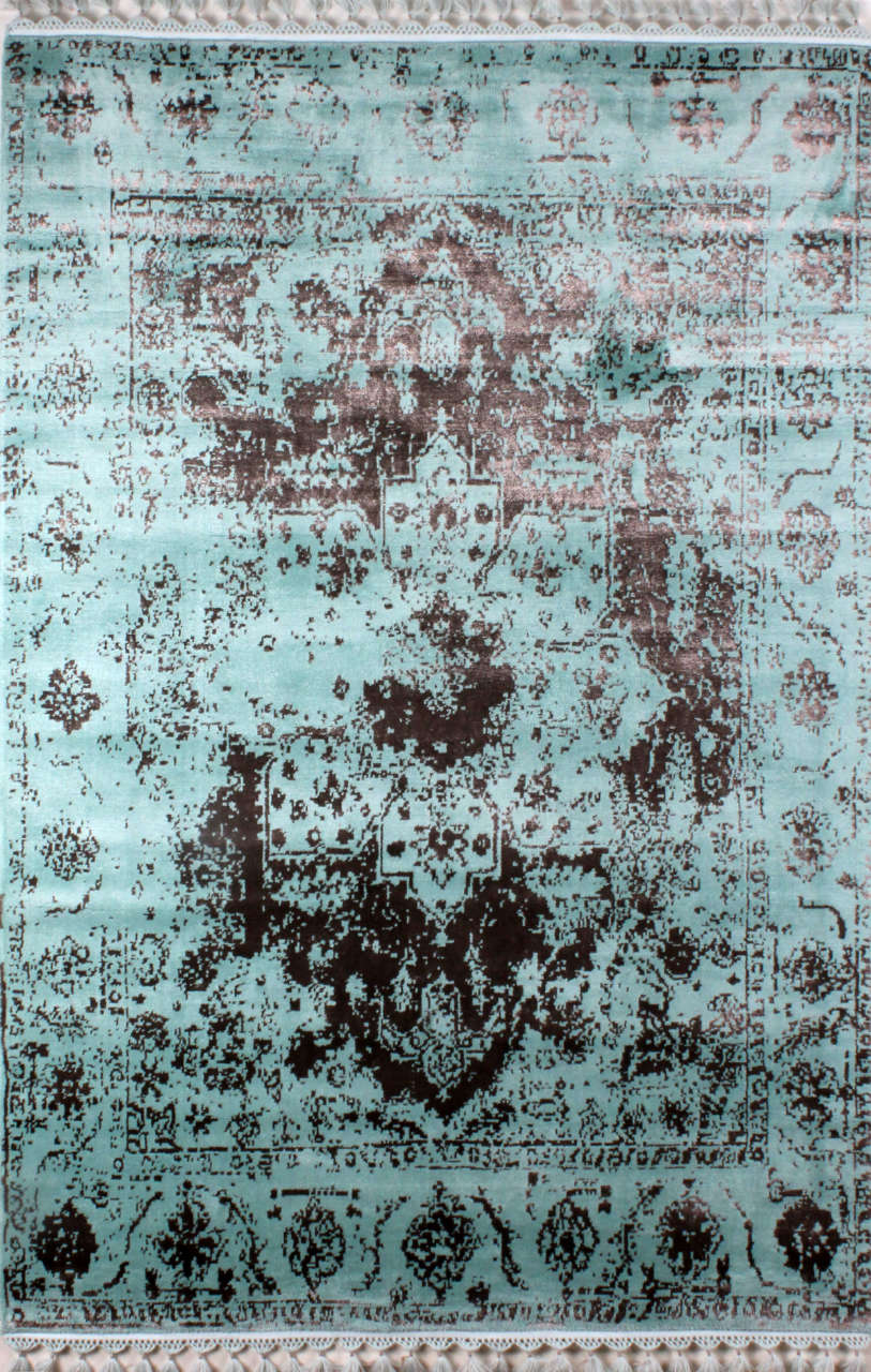 Silik Desenli Yeşil ve Bronz Rengi Halı