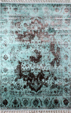 Silik Desenli Yeşil ve Bronz Rengi Halı