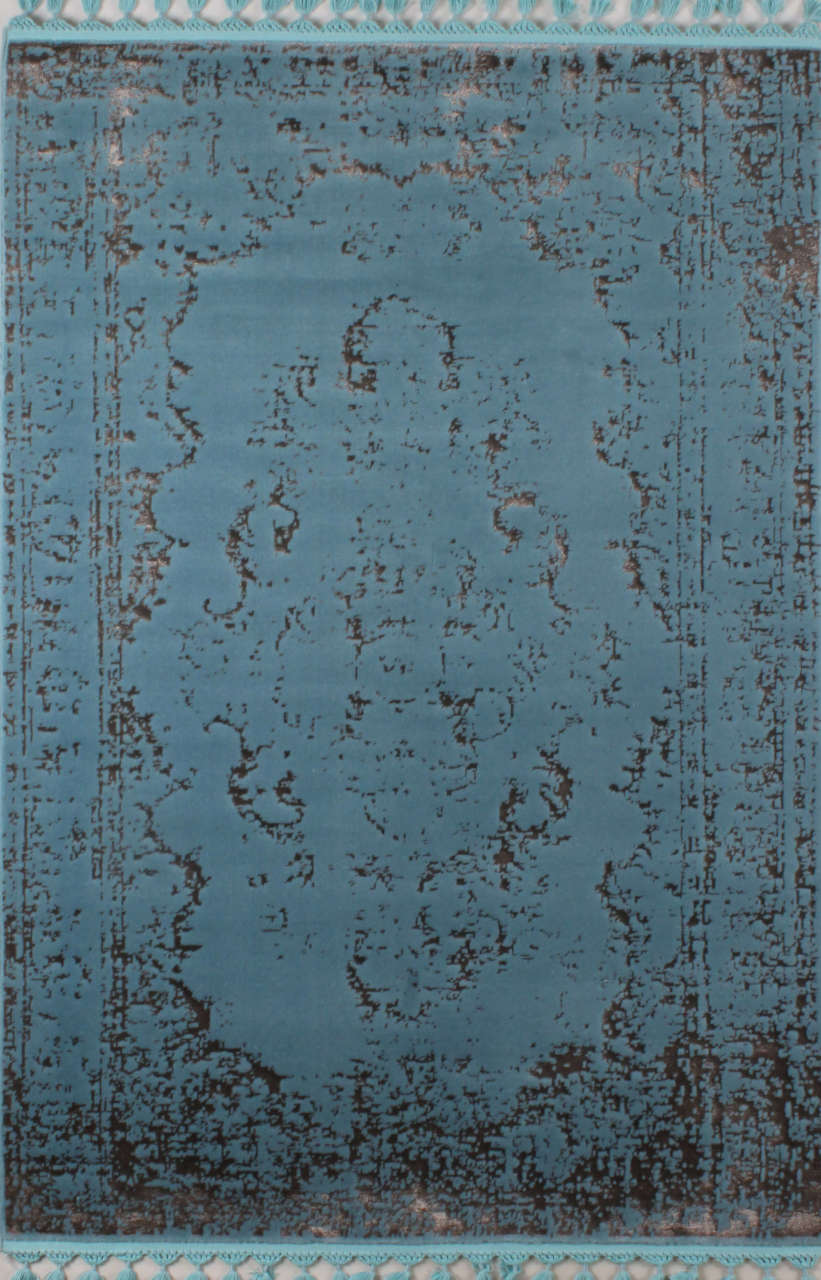 Silik Desenli Turkuaz Kabartmalı Halı