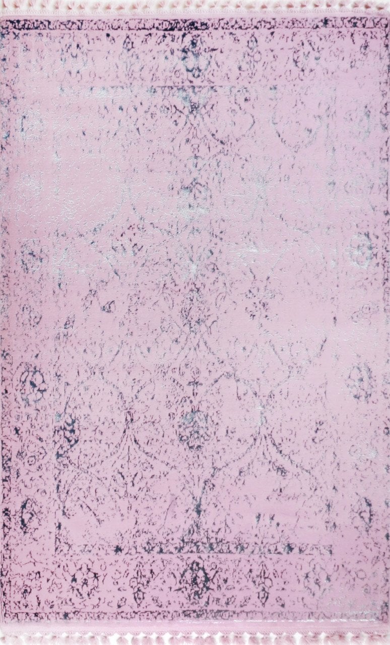 Gümüş Desenli Şık Viskon Salon Halısı