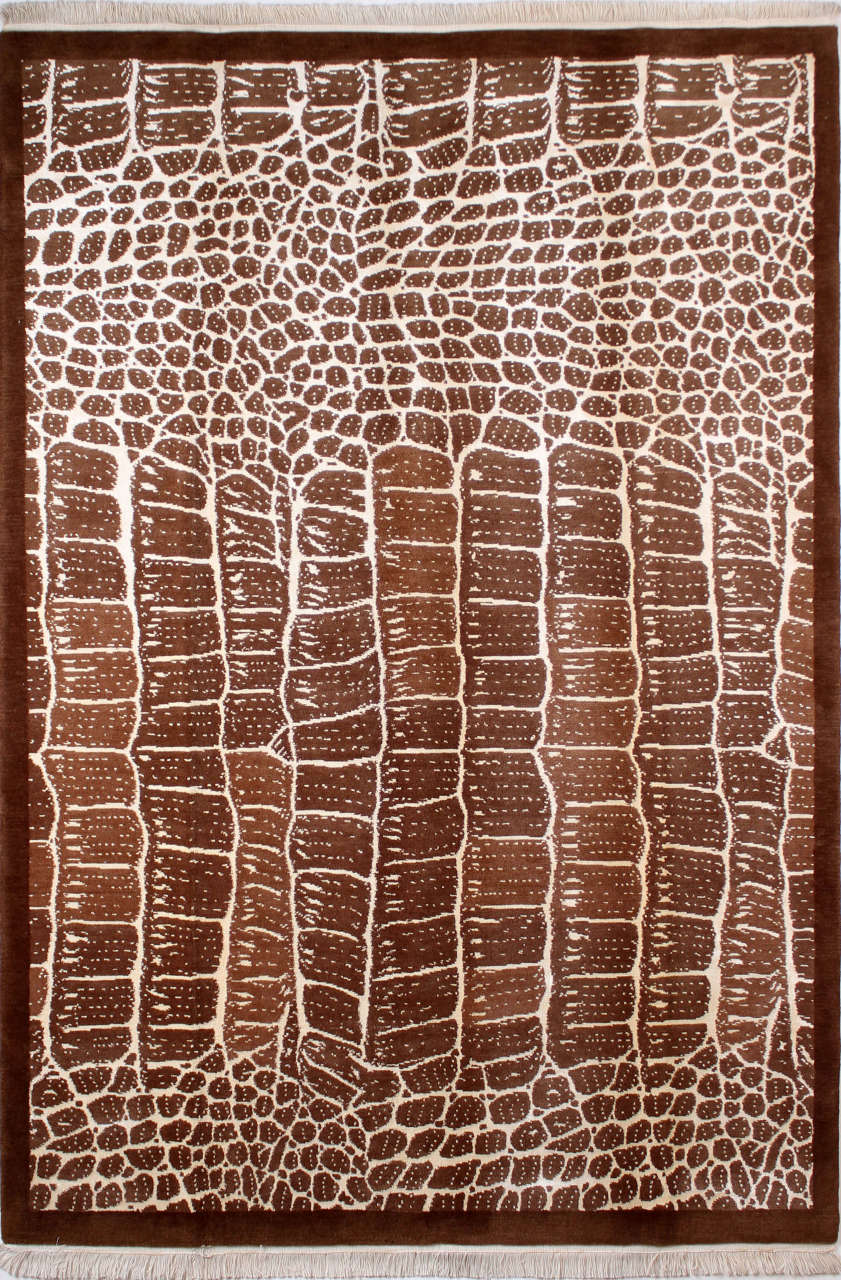 Modern Animalistik Tasarım Kahverengi Halı