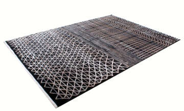 Black Glossy Gray Modern Living Carpet 2.00 x 2.90