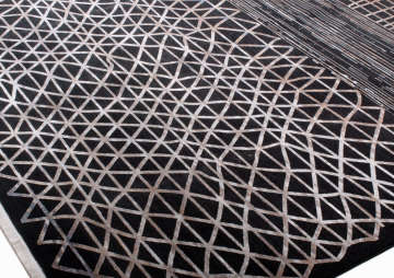 Black Glossy Gray Modern Living Carpet 2.00 x 2.90