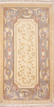 Kenar Bordürü Gri Zeminli İpek Desenli Halı 0.80 x 1.50