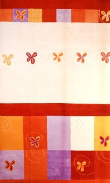 Butterfly Patterned Wool Hand-Knitted Carpet