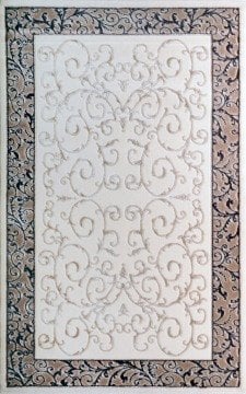 Kenar Bordürü Kahverengi Halı