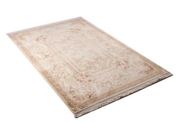 Desenleri İpek Bej El Halısı 0.80 x 2.00