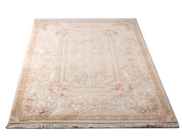 Desenleri İpek Bej El Halısı 0.80 x 2.00