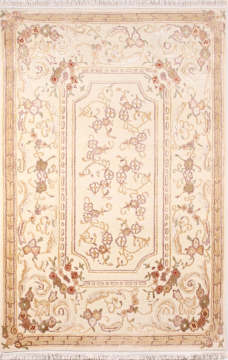 Desenleri İpek Bej El Halısı 0.80 x 2.00