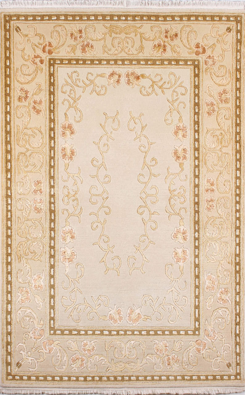 Desenleri İpek Bej El Halısı 1.20 x 1.80