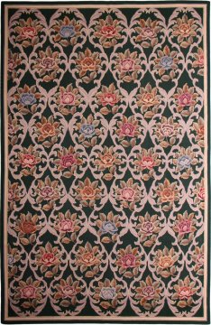 Çiçekli Lacivert Aubusson Kilim