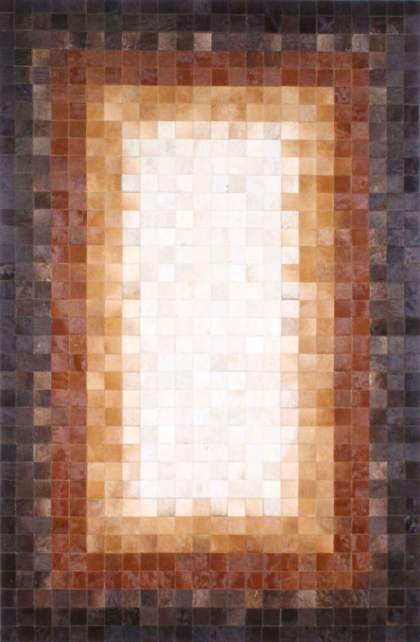 Kahverengi Kenar Bordürlü Post Parçalı Halı