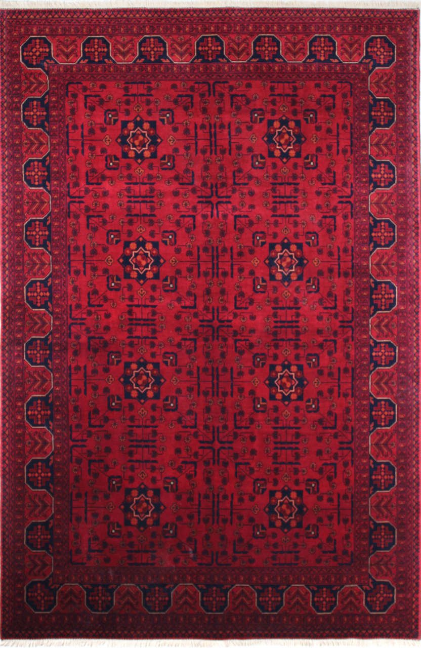 Kare Desenli Afgan Halısı