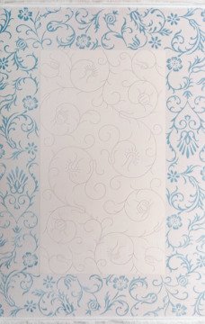 Kenarı Mavi Çiçekli Halı