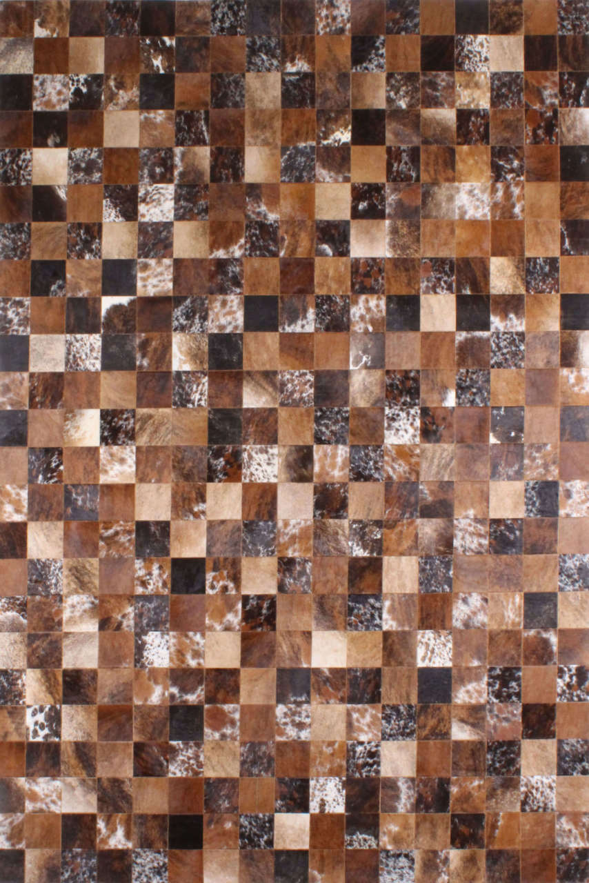 Kahve Rengi Patchwork Parçalı Dana Post