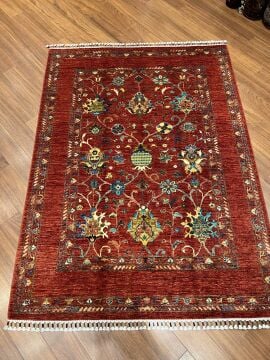 Kırmızı Renk Çiçekli Sultani Halısı