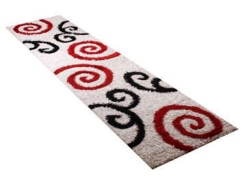 Siyah Beyaz Kırmızı Shaggy Halı