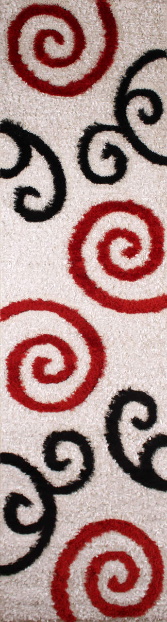 Siyah Beyaz Kırmızı Shaggy Halı