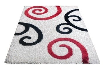 Siyah Beyaz Kırmızı Shaggy Halı